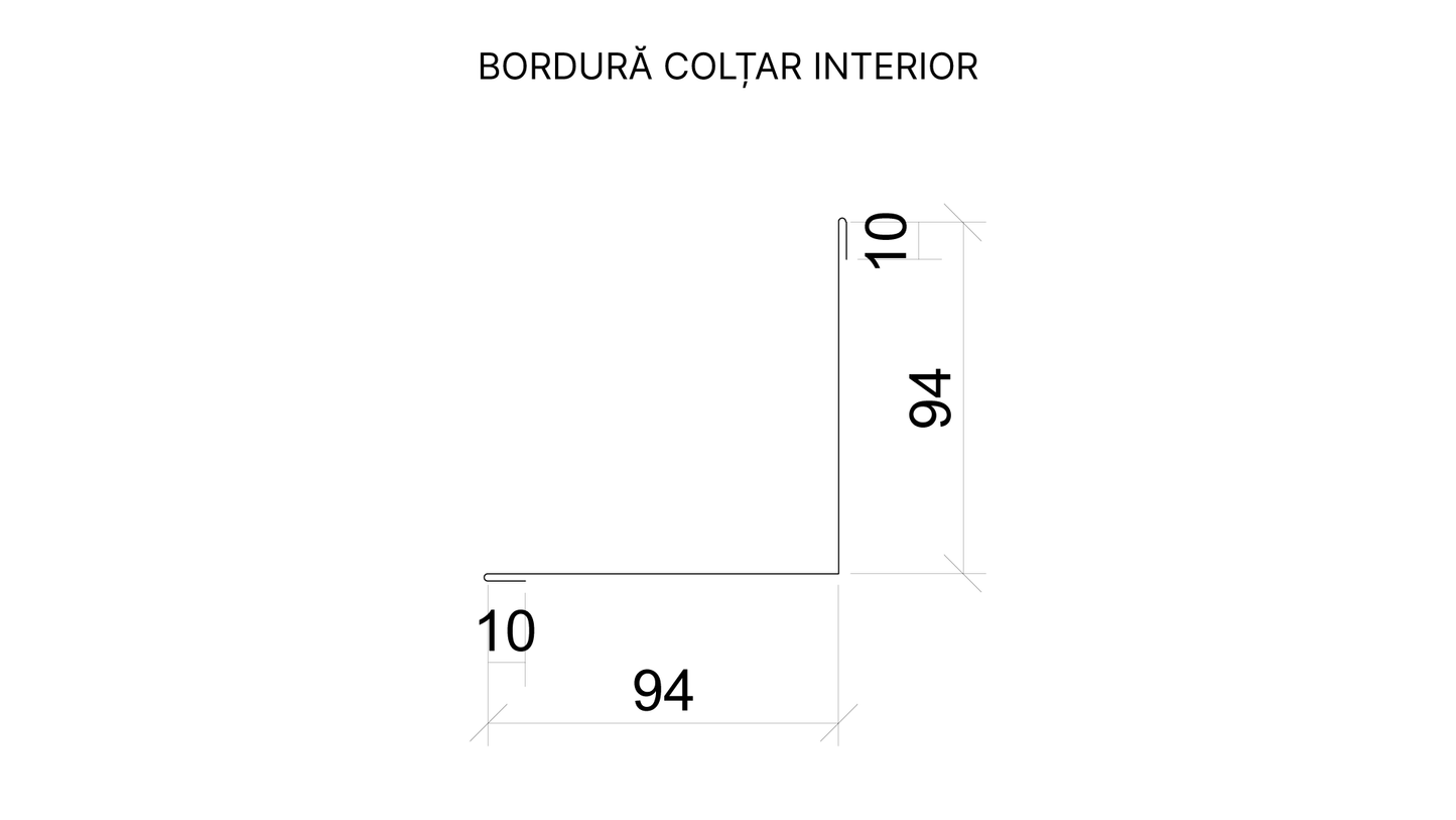 Bordură colțar interior ( 208 x 2000 mm )